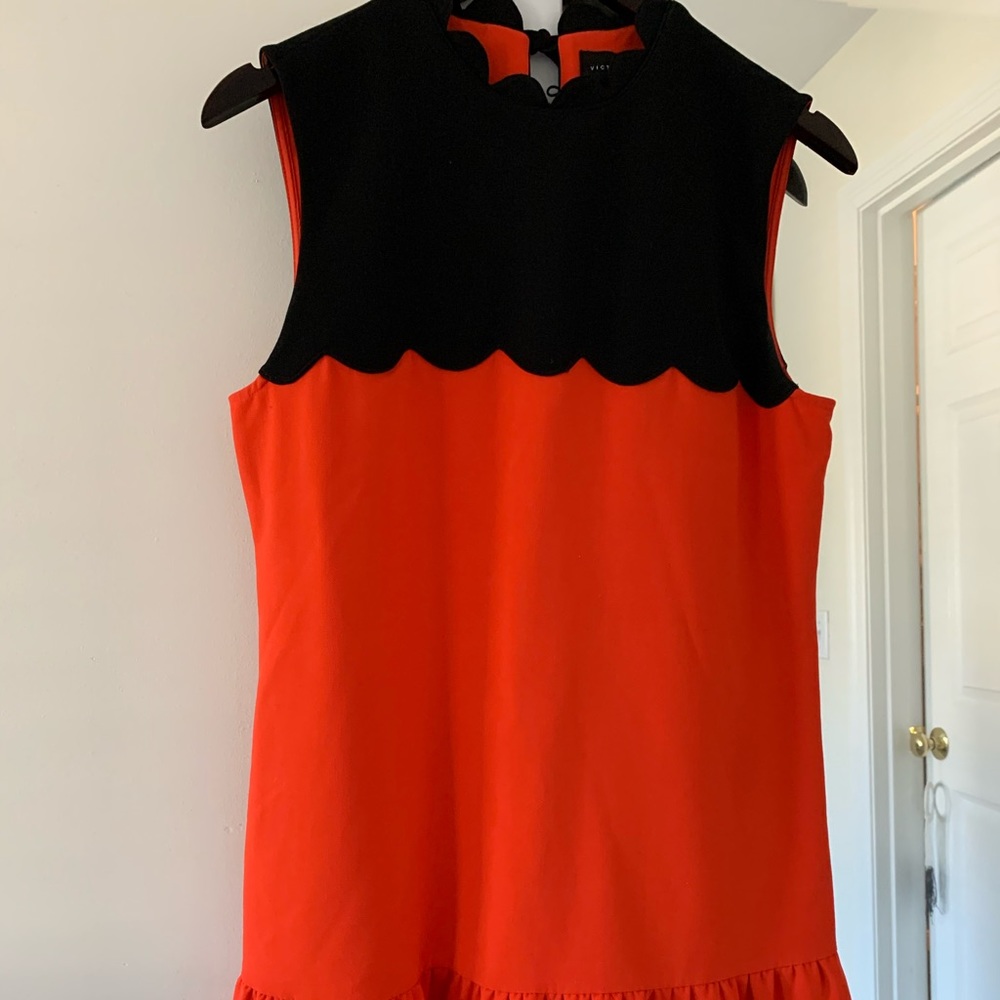 Victoria Beckham Target Scalloped Black Red Dress
